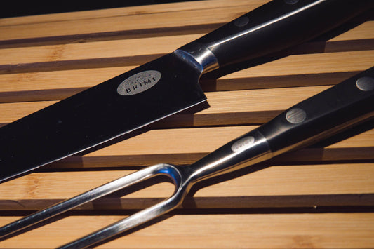 Kokkekniv og steikegaffel